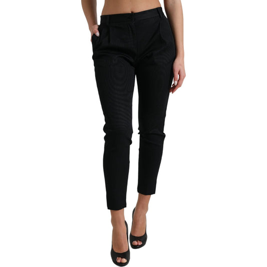 Dolce & Gabbana Black Mid Waist Skinny Cropped Pants