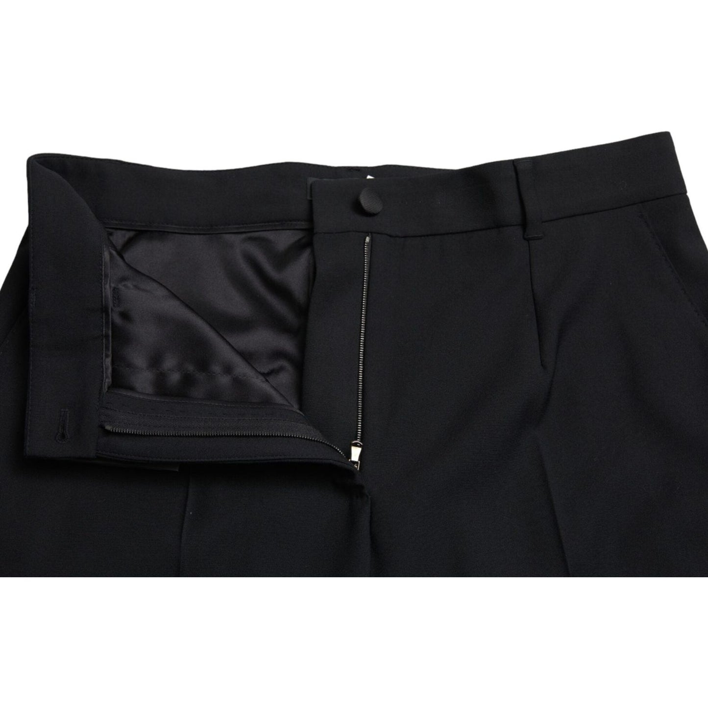 Dolce & Gabbana Black Wool High Waist Straight Pants
