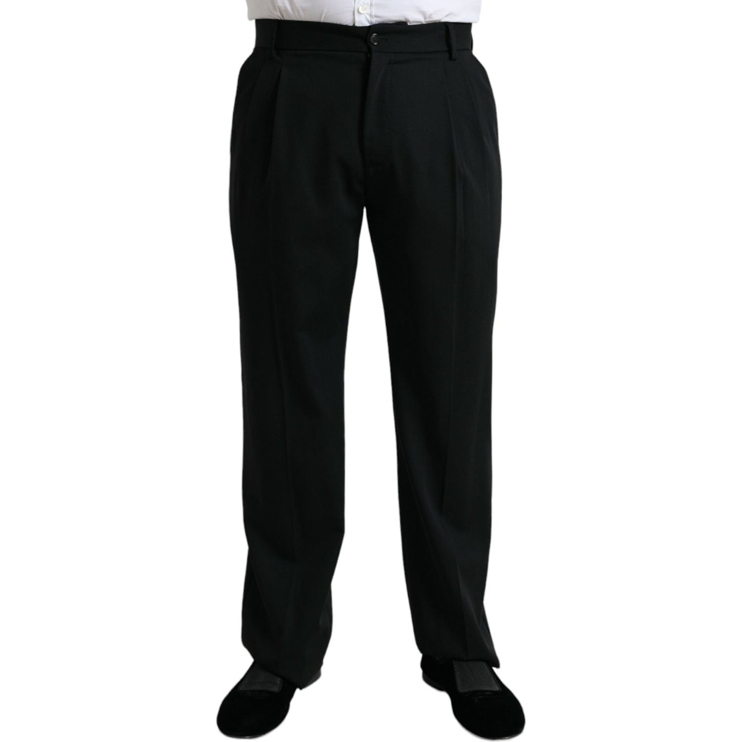 Dolce & Gabbana Black Wool Formal Straight Fit Dress Pants