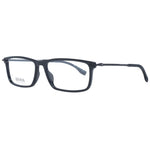 Hugo Boss Black Men Glasses Frame, full-rim style, black plastic, rectangle shape, includes branded case, lens size 55-11-145.