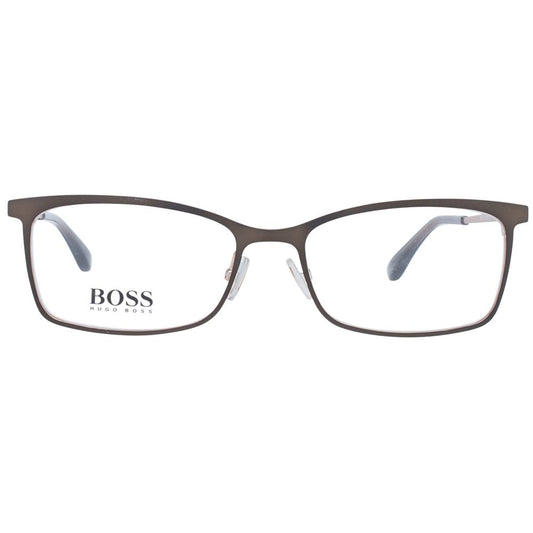 Hugo Boss Brown Women Glasses Frame, full-rim, metal, rectangular design with demo lenses, elegant eyewear for women.
