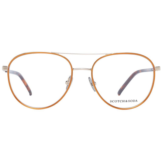 Scotch & Soda Gold Men Glasses Frame, metal aviator style with demo lenses, full-rim, 100% UVA & UVB protection, size 54-17-140.