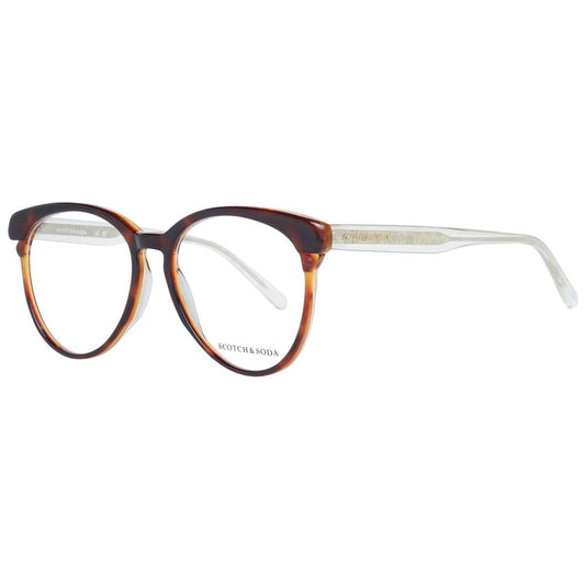 Scotch & Soda Brown Women Glasses Frame with full-rim round style, plastic frame material, and demo lenses.