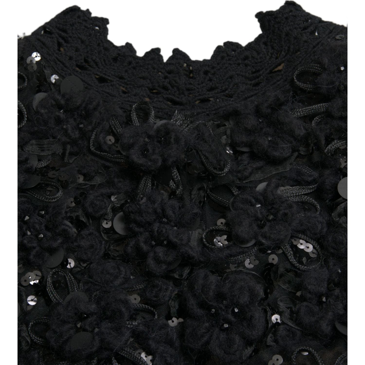 Dolce & Gabbana Black Sequined Embellished Pullover Sweater