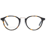 Swarovski Brown Women Glasses Frame with plastic full-rim oval style and demo lenses, includes branded case, no spring hinge.