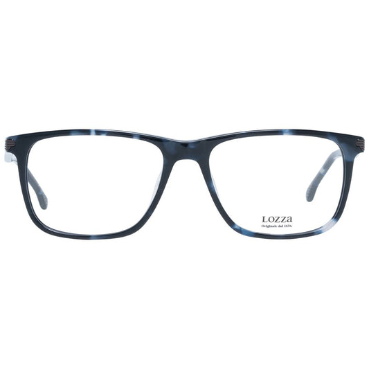 Lozza Blue Men Glasses Frame with full-rim square design, blue acetate material, demo lenses, and branded case included.