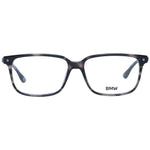 BMW Gray Men Glasses Frame, rectangle full-rim style with plastic material and grey color, includes branded case, size 56-15-145.