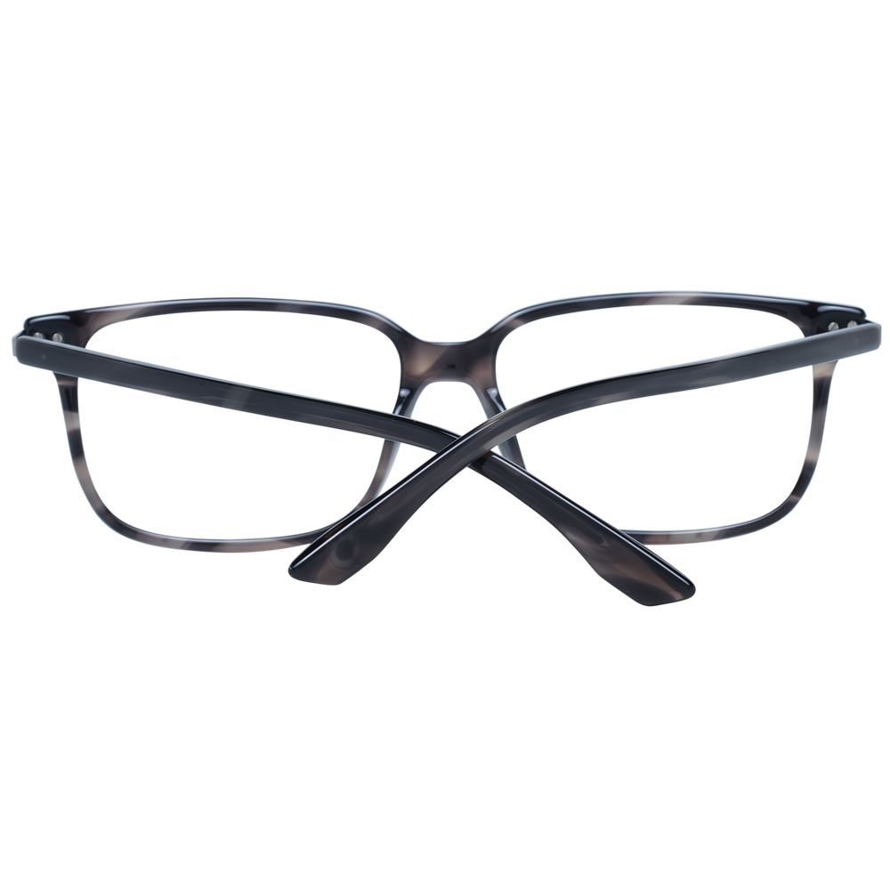 BMW Gray Men Glasses Frame, plastic full-rim rectangle style, grey color, size 56-15-145, includes branded case, no lenses effect.
