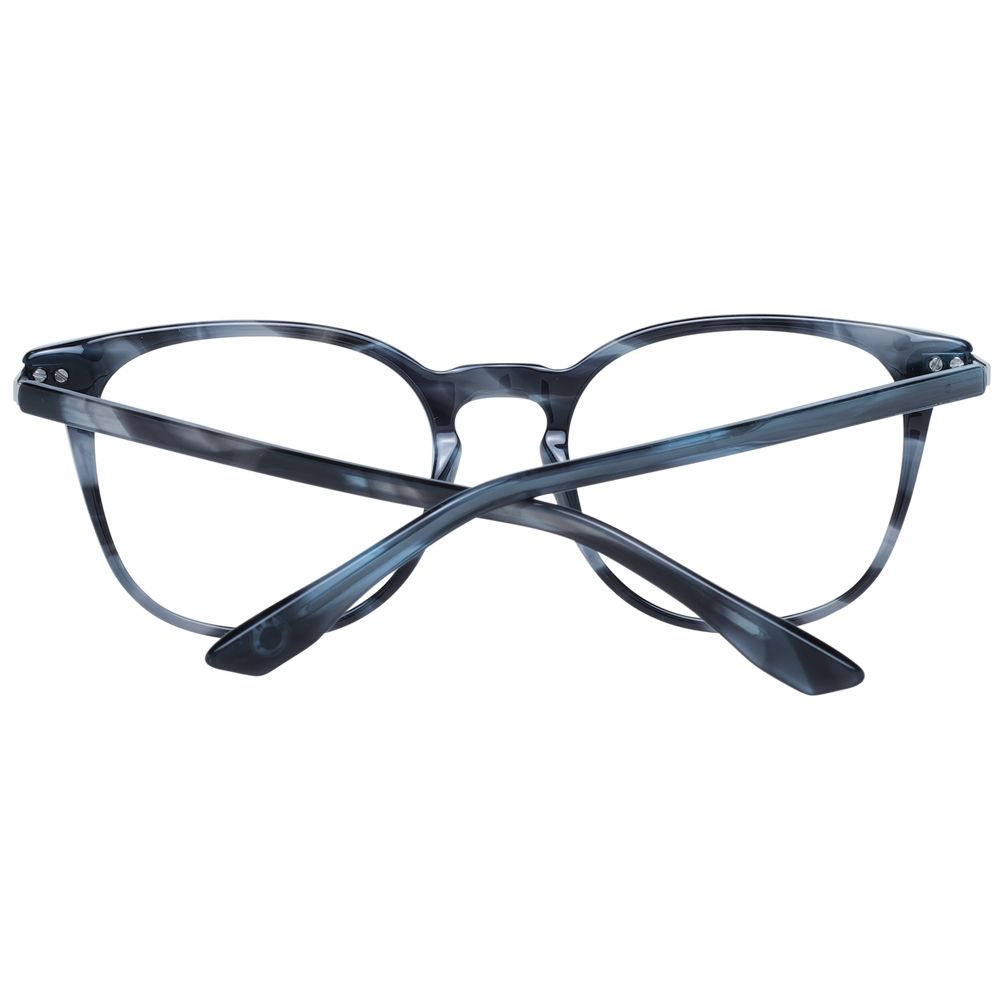 BMW Gray Men Glasses Frame, full-rim round style with plastic lens and frame in grey, size 52-19-145, includes branded case.