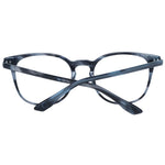 BMW Gray Men Glasses Frame, full-rim round style with plastic lens and frame in grey, size 52-19-145, includes branded case.