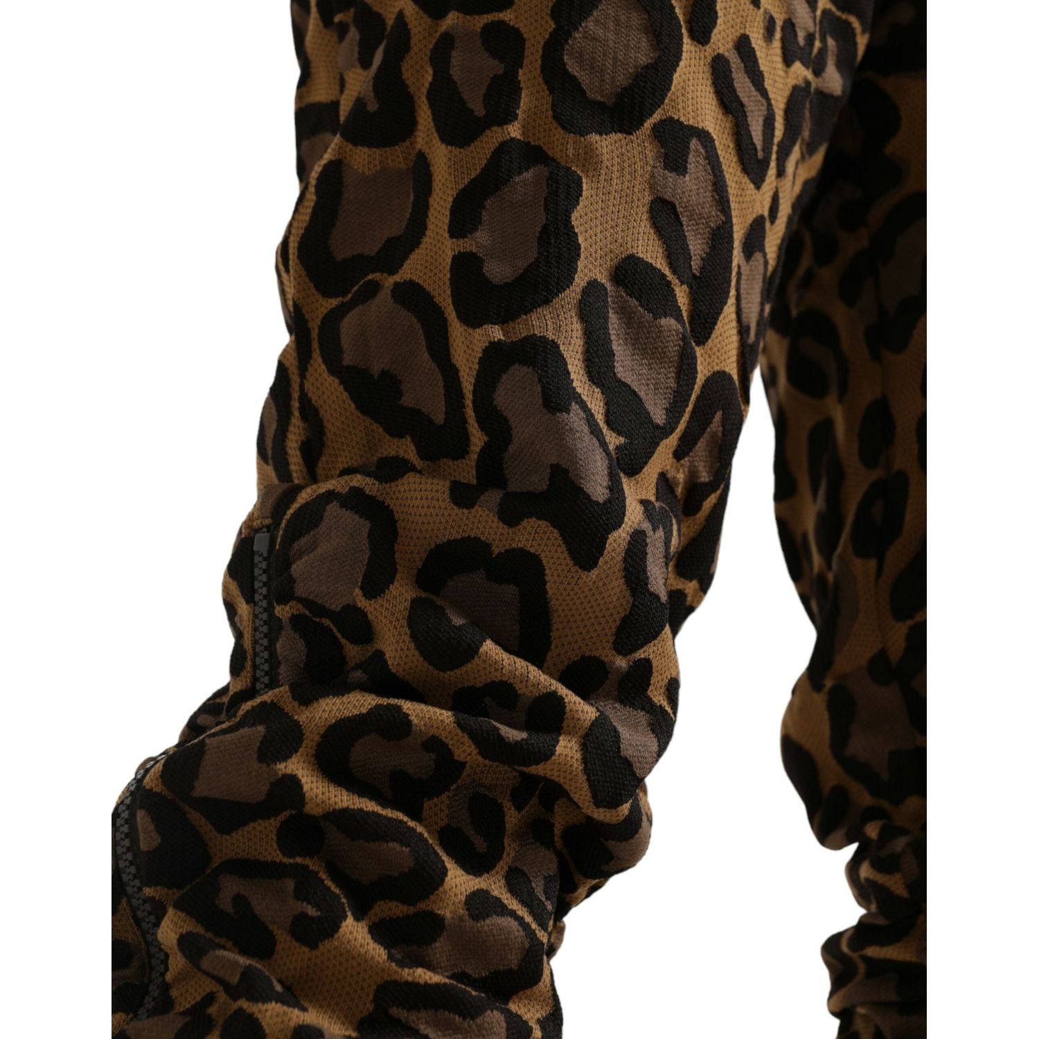 Dolce & Gabbana Brown Leopard Jacquard Jogger Pants