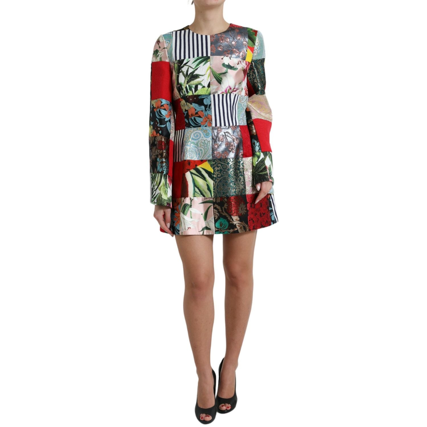 Dolce & Gabbana Multicolor Floral Patchwork Shift Mini Dress