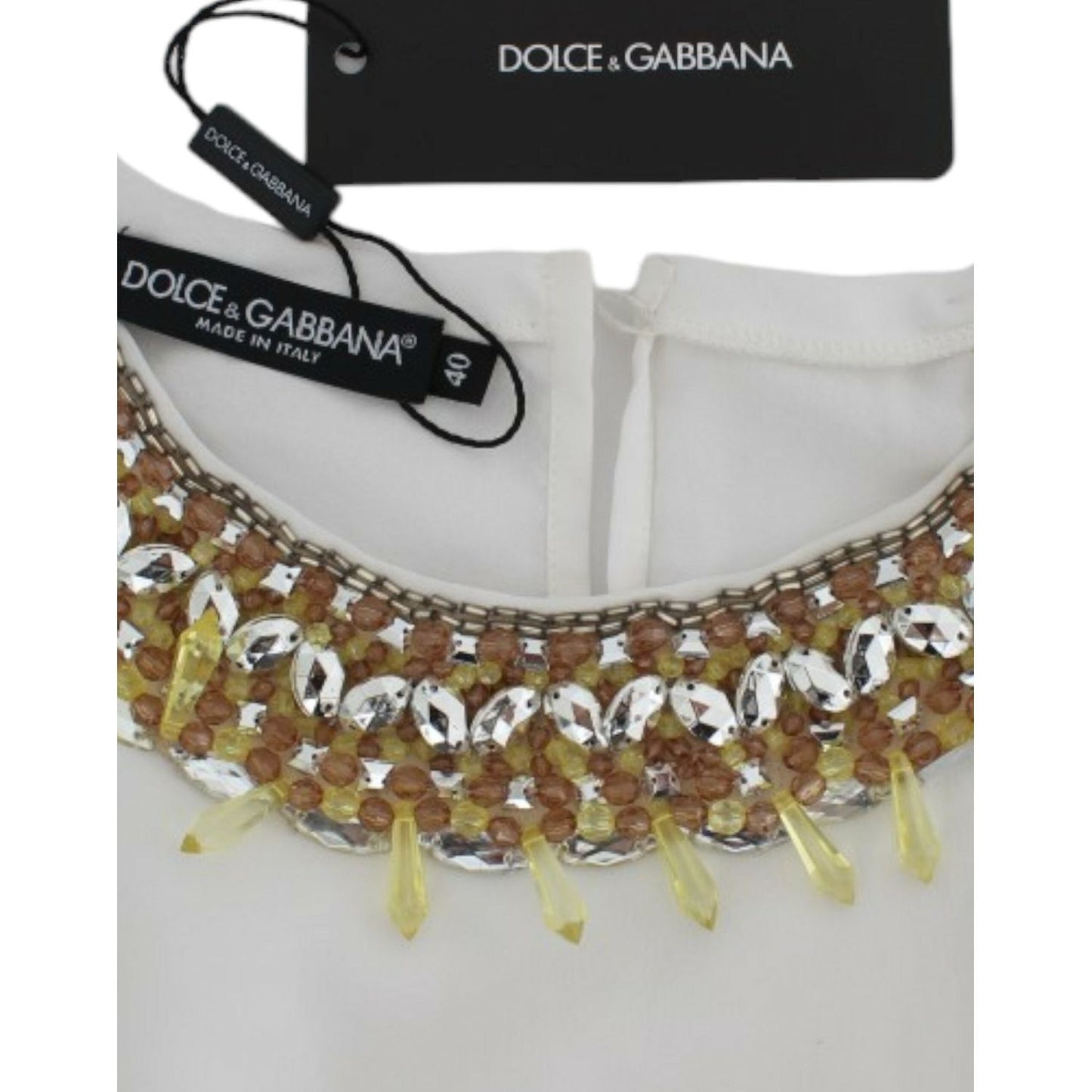 Dolce & Gabbana White crystal embellished tank top