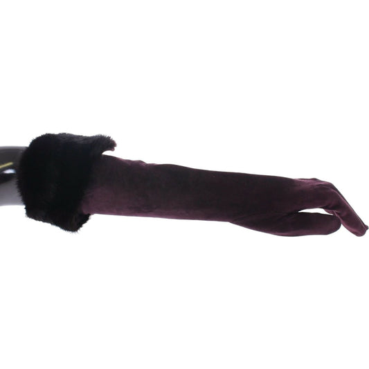 Dolce & Gabbana Purple Mink Fur Goatskin Suede Leather Gloves