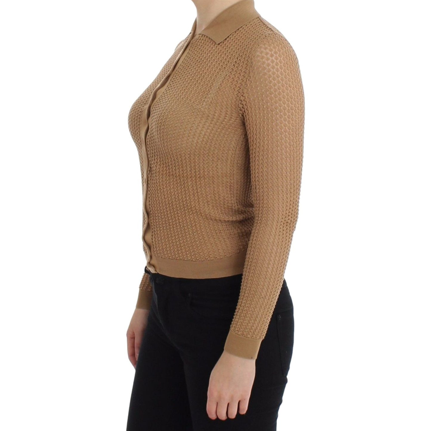Dolce & Gabbana Beige Knitted Cotton Polo Cardigan Sweater SIG13249-1