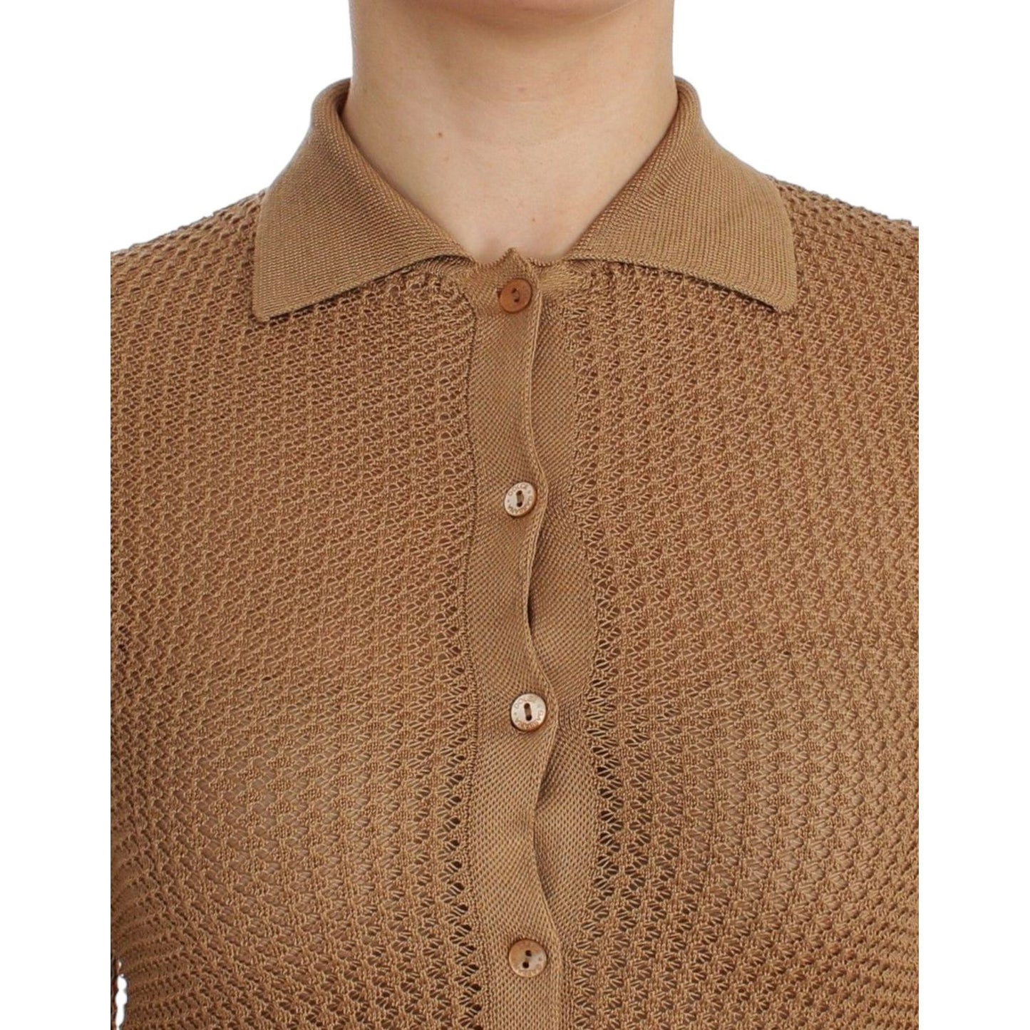 Dolce & Gabbana Beige Knitted Cotton Polo Cardigan Sweater SIG13249-1