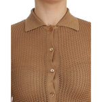Dolce & Gabbana Beige Knitted Cotton Polo Cardigan Sweater SIG13249-1