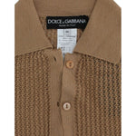Dolce & Gabbana Beige Knitted Cotton Polo Cardigan Sweater SIG13249-1