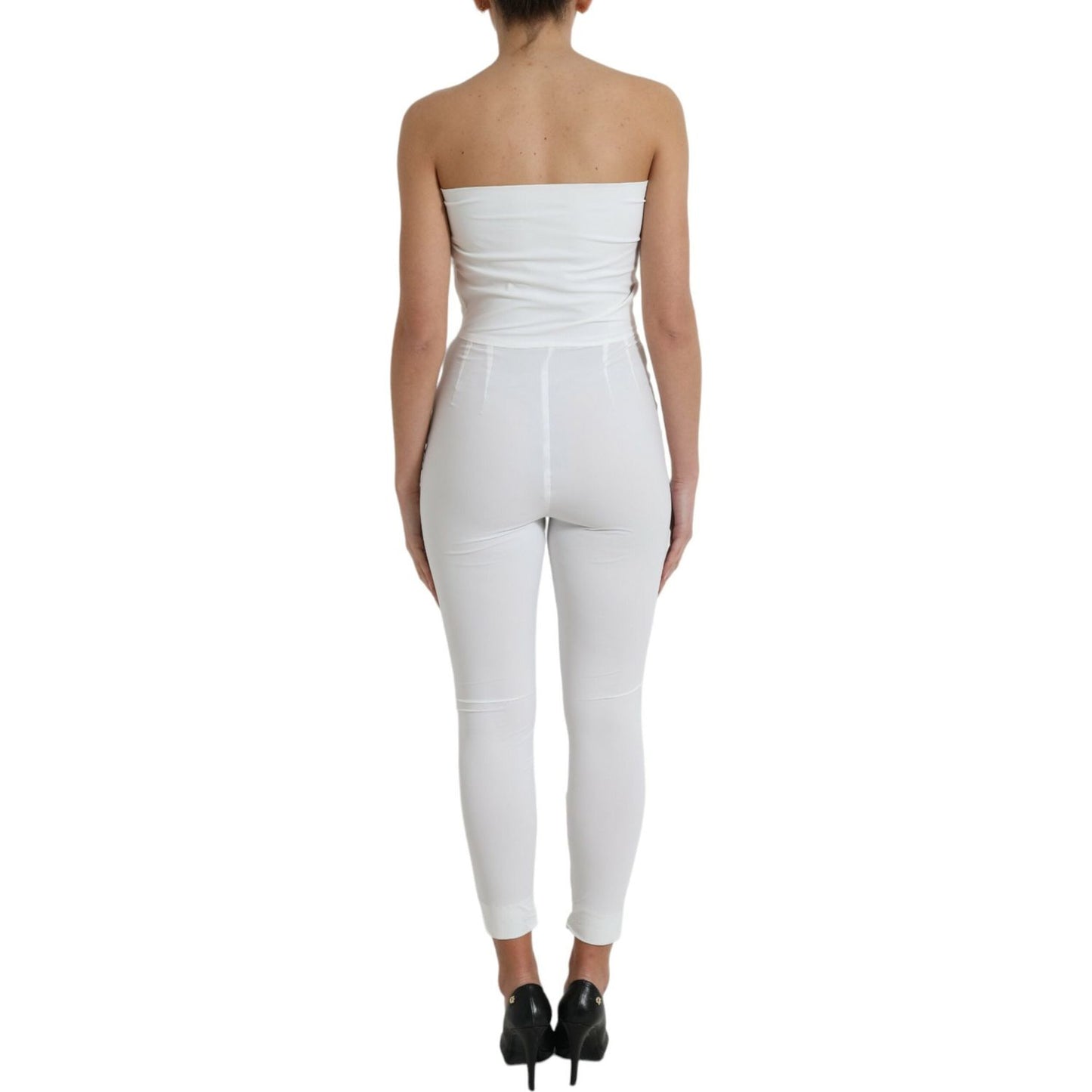 Dolce & Gabbana White Nylon Strapless Bodycon Jumpsuit Dress DR281060-40