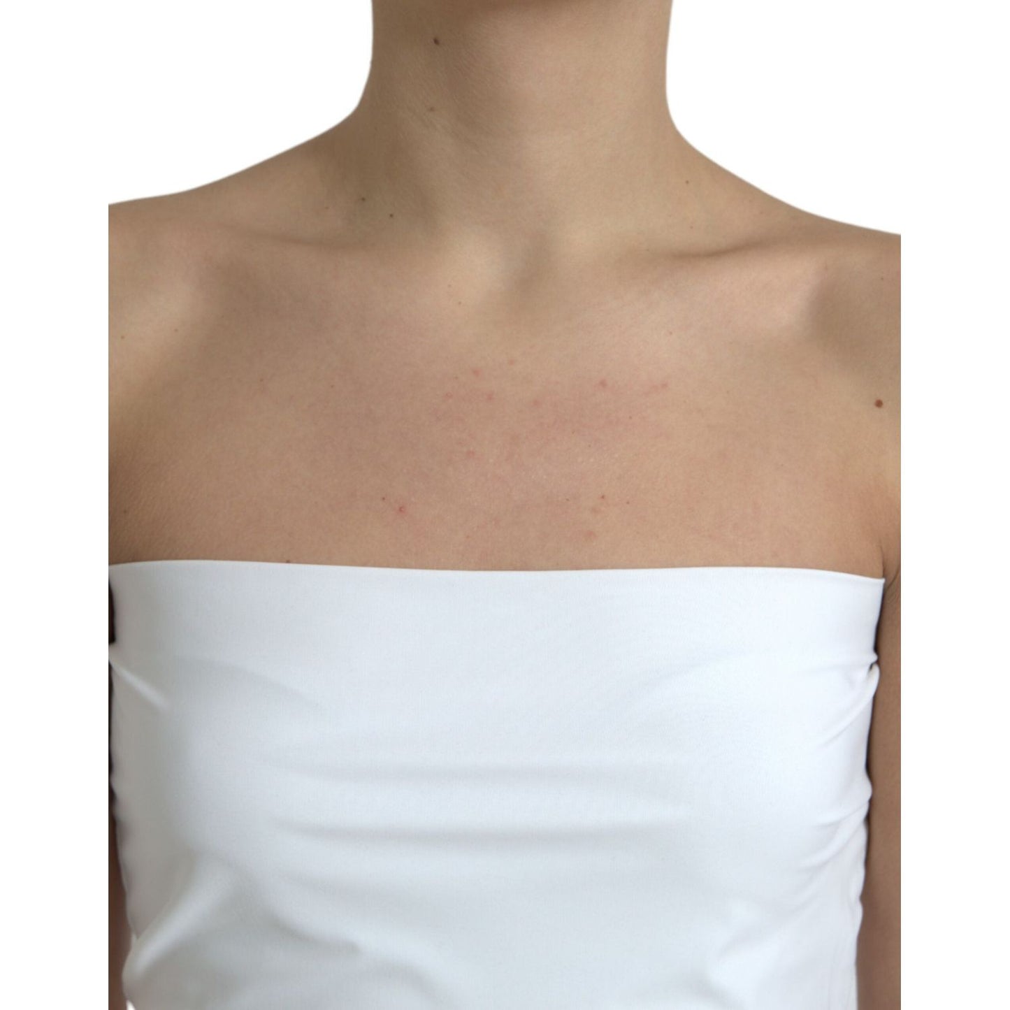 Dolce & Gabbana White Nylon Strapless Bodycon Jumpsuit Dress DR281060-40