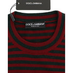 Dolce & Gabbana Elegant Striped Cashmere Crewneck Sweater Dolce & Gabbana Black