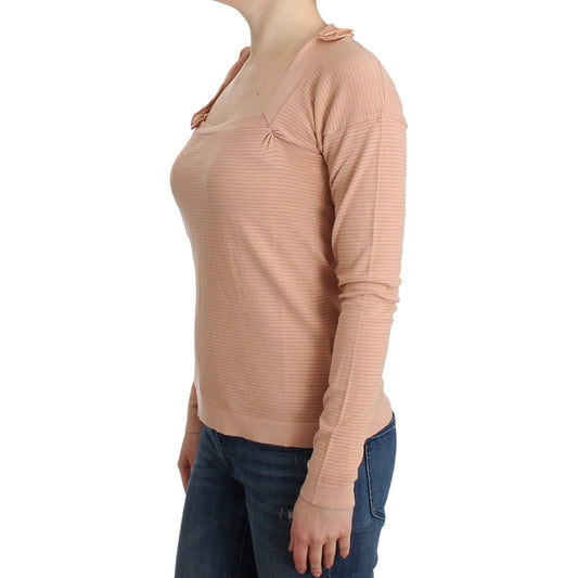 Ermanno Scervino Orange Wool Blend Striped Long Sleeve Top SIG12014-1