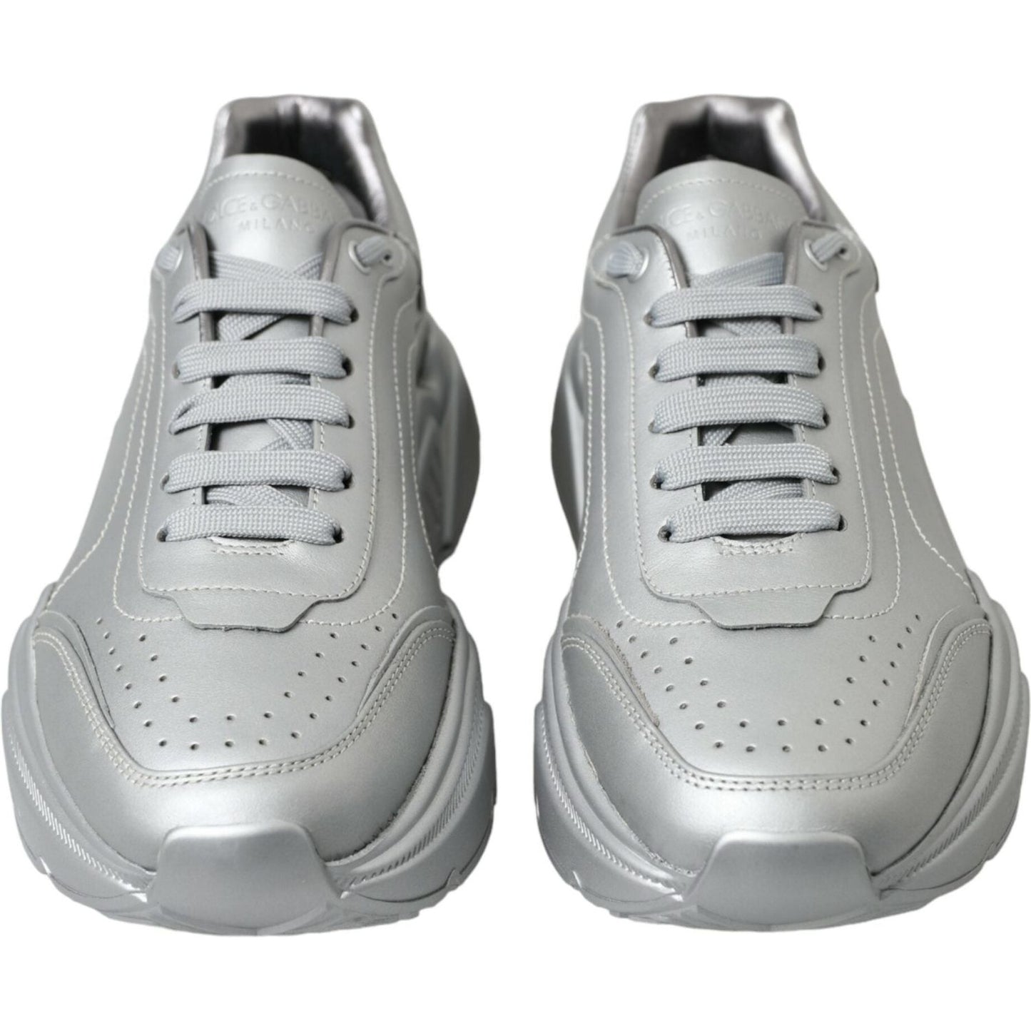 Dolce & Gabbana Silver DAYMASTER Leather Men Casual Sneakers Shoes