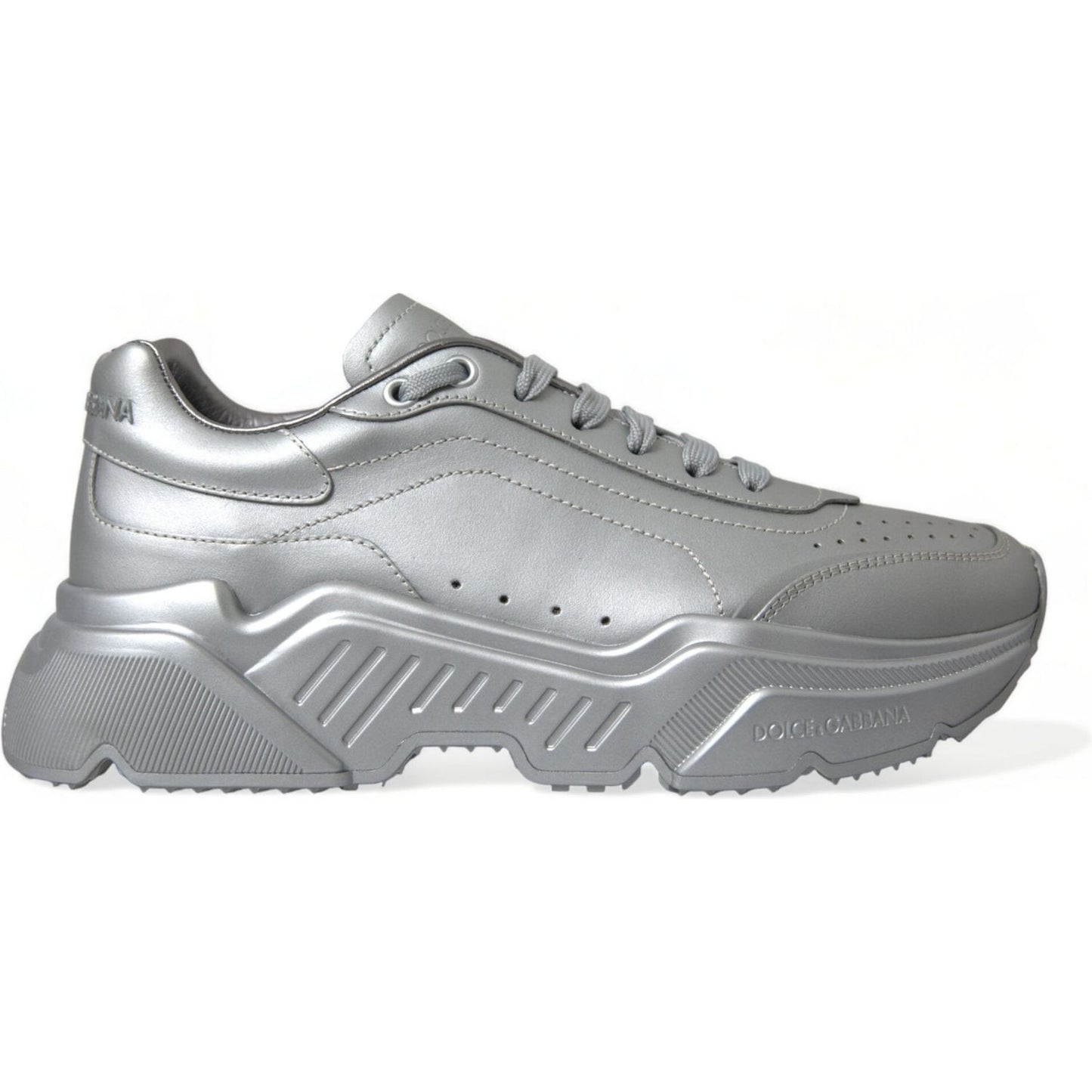 Dolce & Gabbana Silver DAYMASTER Leather Men Casual Sneakers Shoes