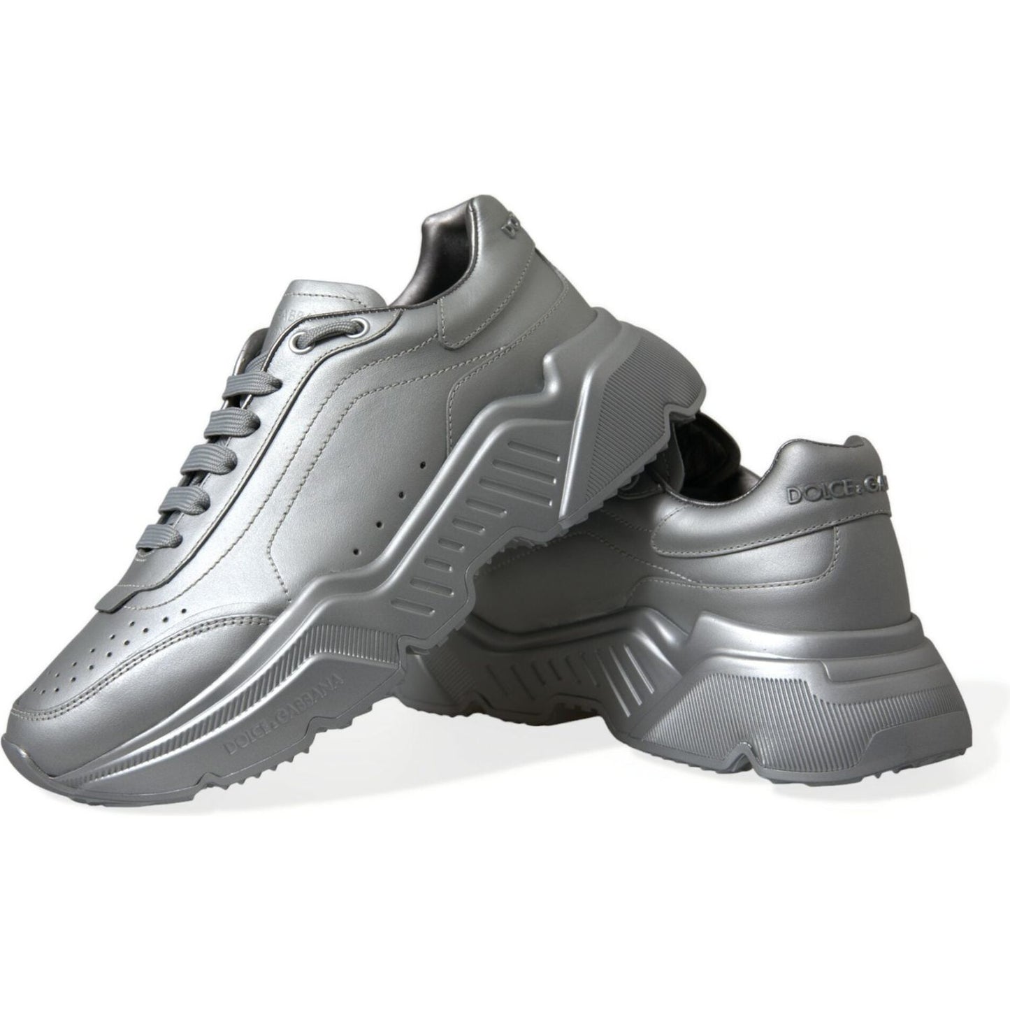 Dolce & Gabbana Silver DAYMASTER Leather Men Casual Sneakers Shoes