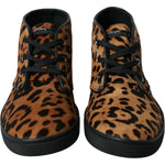 Dolce & Gabbana Elegant Leopard Print Mid-Top Sneakers Dolce & Gabbana Black