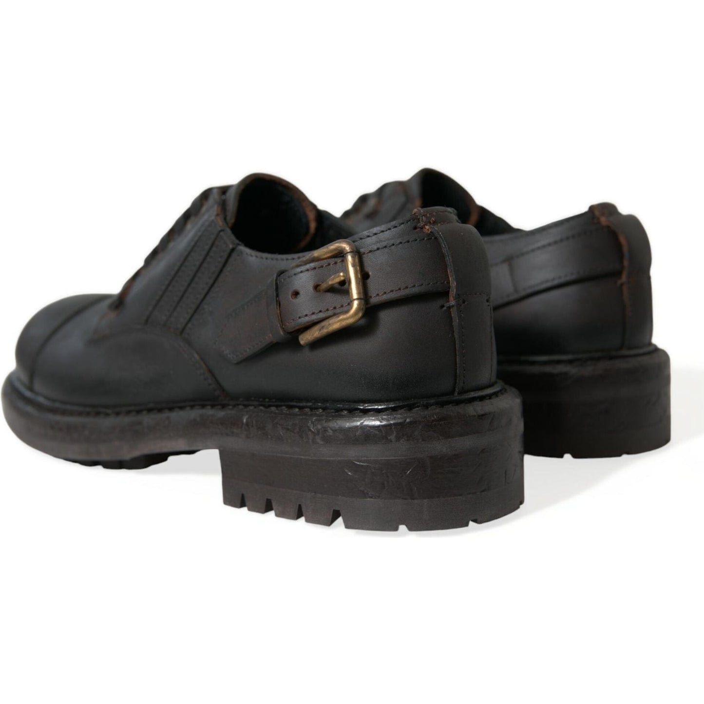 Dolce & Gabbana Brown Leather Lace Up Derby Men Dress Shoes