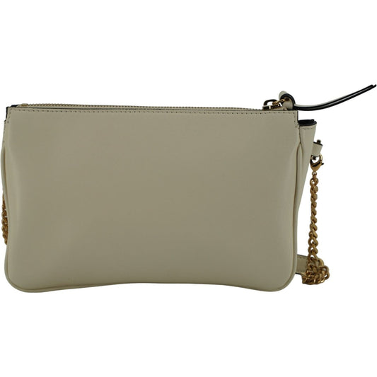 Versace Elegant White Lamb Leather Crossbody Pouch 8056204983245