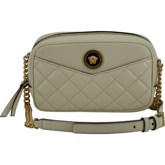 Versace Elegant White Lamb Leather Camera Bag 8056204191183