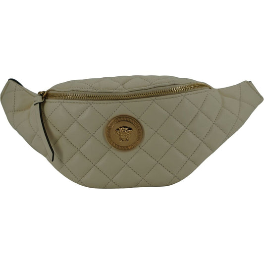 Versace Elegant White Lamb Leather Belt Bag 8054712069154