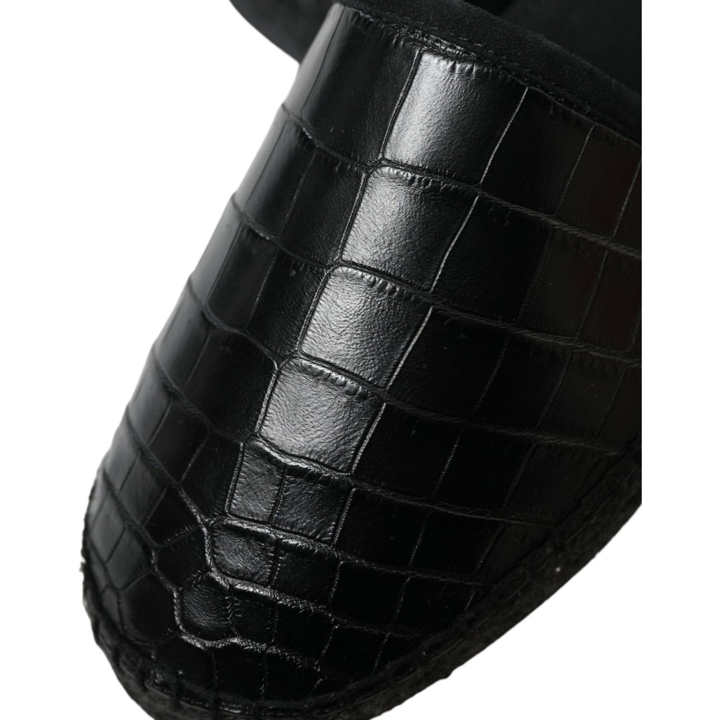 Dolce & Gabbana Black Exotic Leather Espadrilles Slip On Shoes