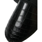 Dolce & Gabbana Black Exotic Leather Espadrilles Slip On Shoes