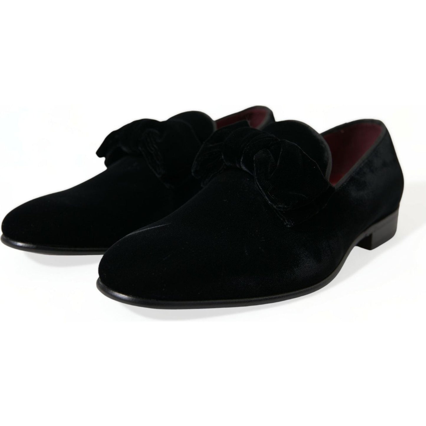 Dolce & Gabbana Black Velvet Loafers Formal Dress Shoes