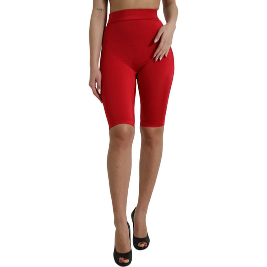 Dolce & Gabbana Red Stretch High Waist Cropped Leggings Pants