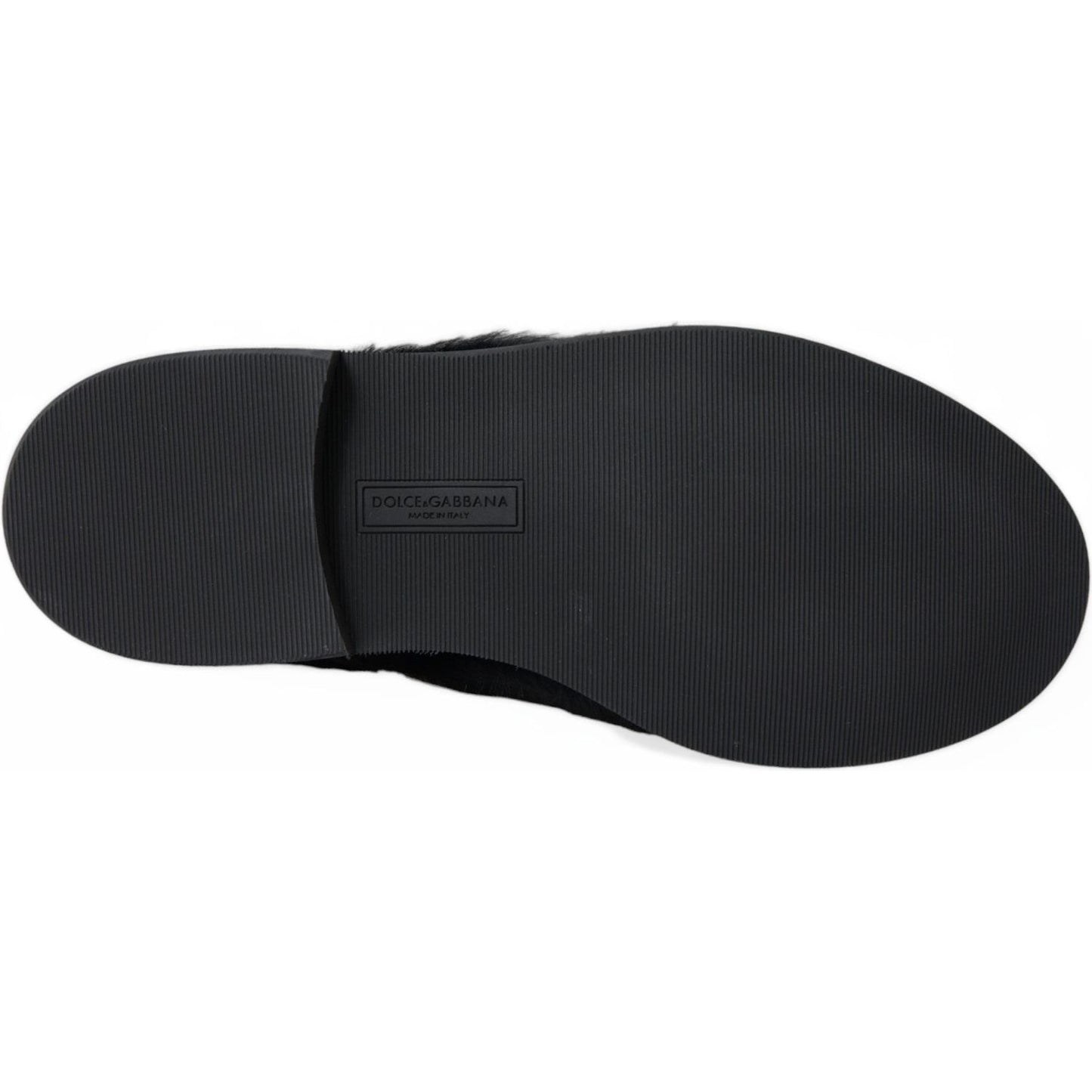 Dolce & Gabbana Black Fur Leather Lace Up Derby Dress Shoes