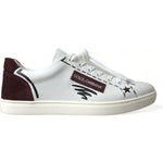 Dolce & Gabbana White Bordeaux Leather Logo Low Top Sneakers Shoes MV5427-39.5