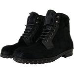 Dolce & Gabbana Black Pony Style Leather Mid Calf Boots Shoes