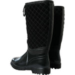 Dolce & Gabbana Black Chioggia Rubber Suede Rain Boots Shoes