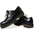 Dolce & Gabbana Black Leather Lace Up Derby Men Dress Shoes