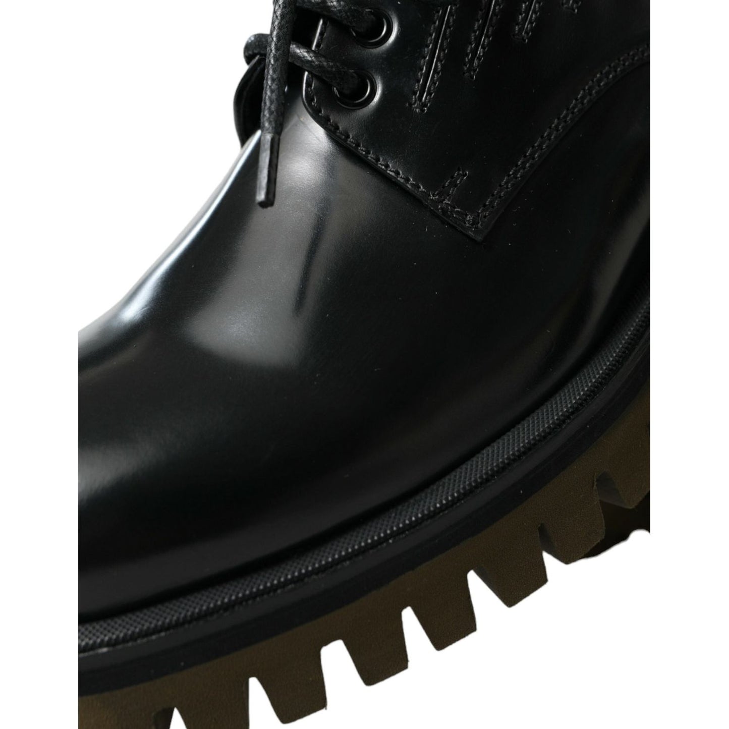 Dolce & Gabbana Black Leather Lace Up Derby Men Dress Shoes