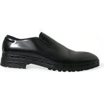 Dolce & Gabbana Black Leather Studded Loafers Dress Shoes