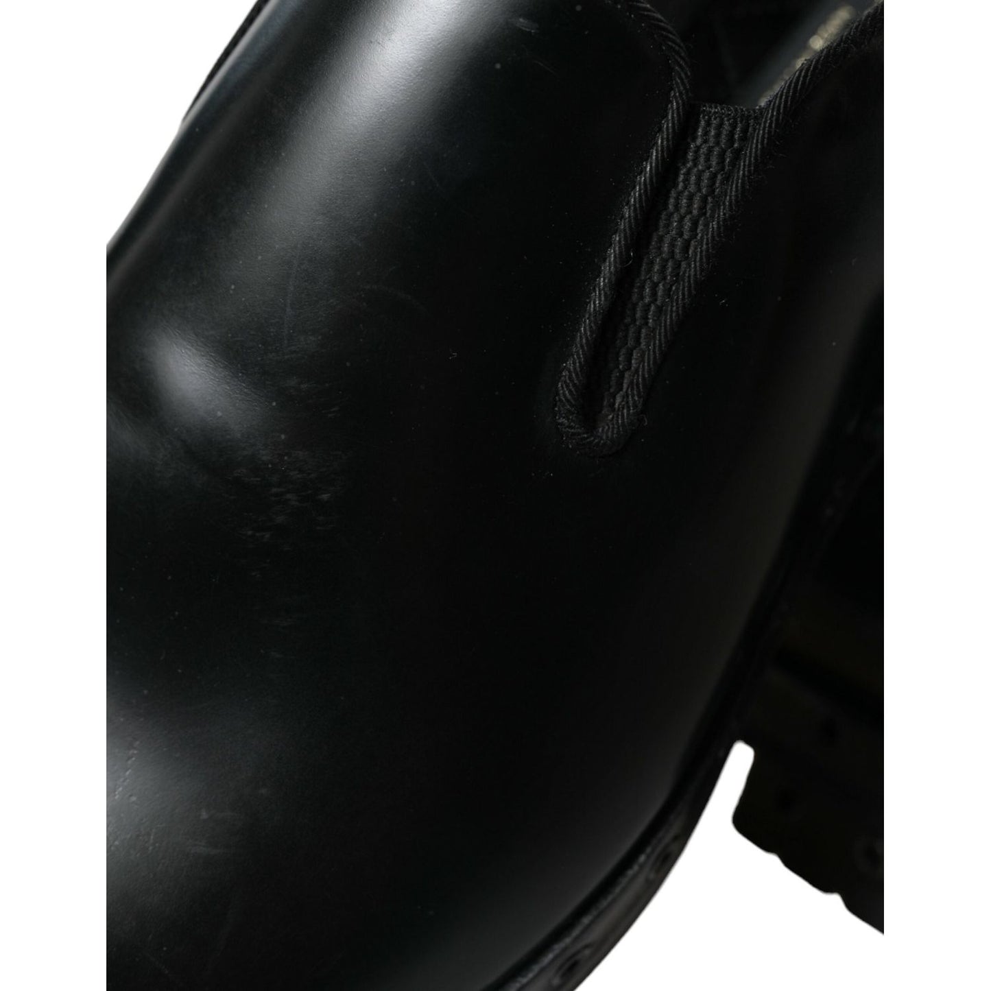 Dolce & Gabbana Black Leather Studded Loafers Dress Shoes