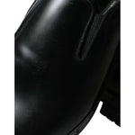 Dolce & Gabbana Black Leather Studded Loafers Dress Shoes