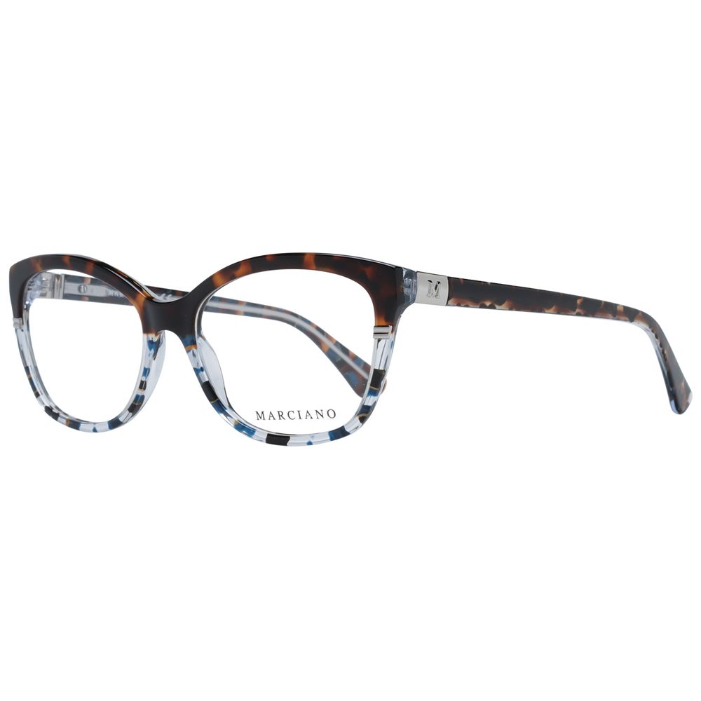 Marciano by Guess Brown Women Glasses Frame, full-rim butterfly style with brown plastic frame and demo lenses, includes branded case.