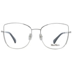 Max Mara Silver Women Glasses Frame, full-rim butterfly style with metal frame, includes branded case, temples length 135mm.