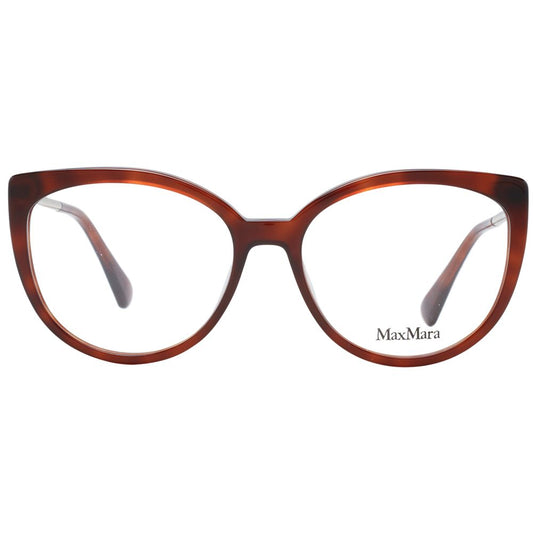 Max Mara Brown Women Glasses Frame in full-rim butterfly style with plastic material, sized 54-16-140, featuring demo lenses.